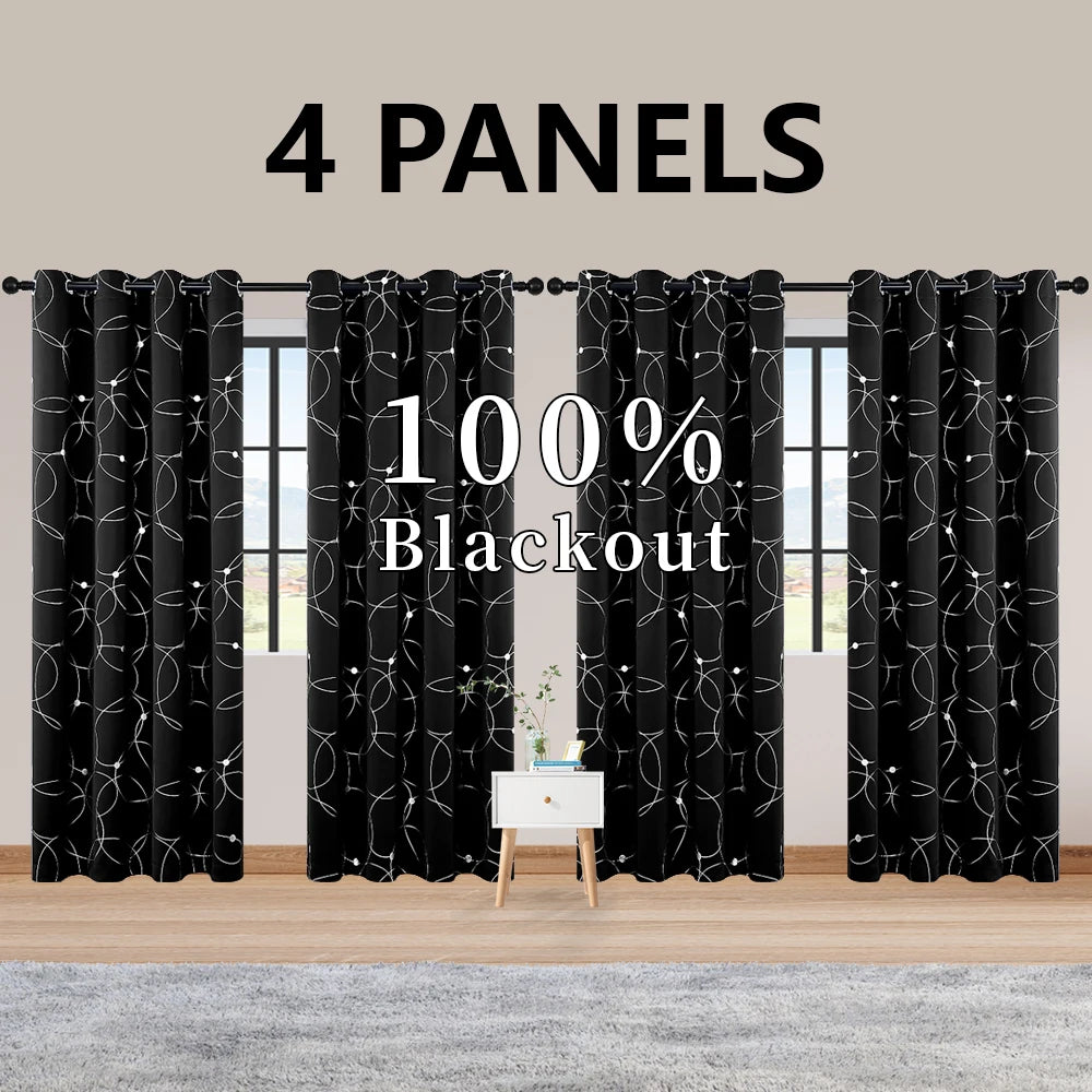 Blackout Curtains Grommet Thermal Insulated Room Darkening For Bedroom