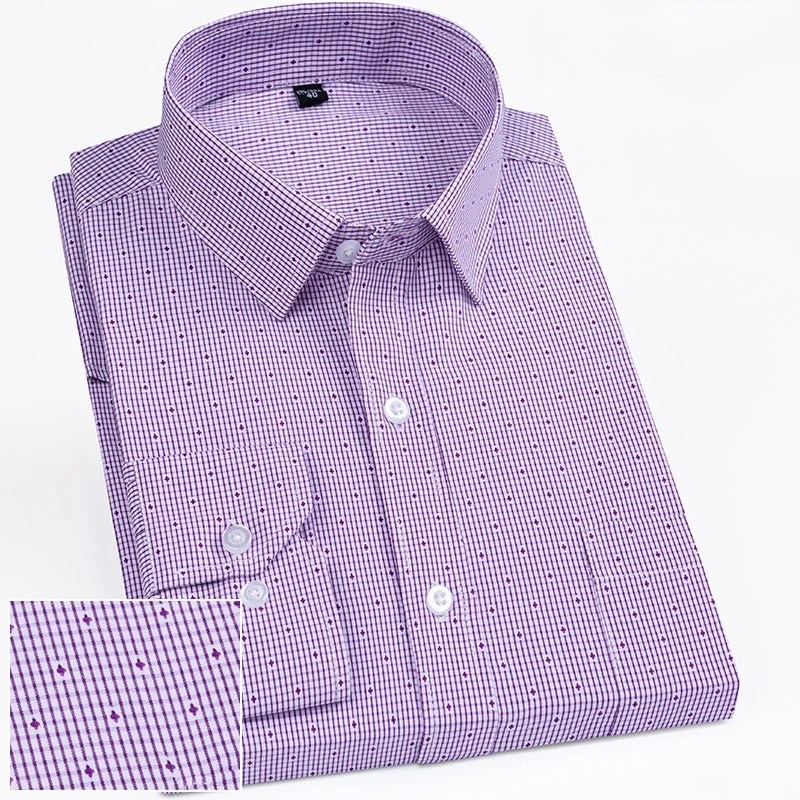 Qi Xiu Cai Mens Slim Fit Long Sleeve Shirt Houndstooth
