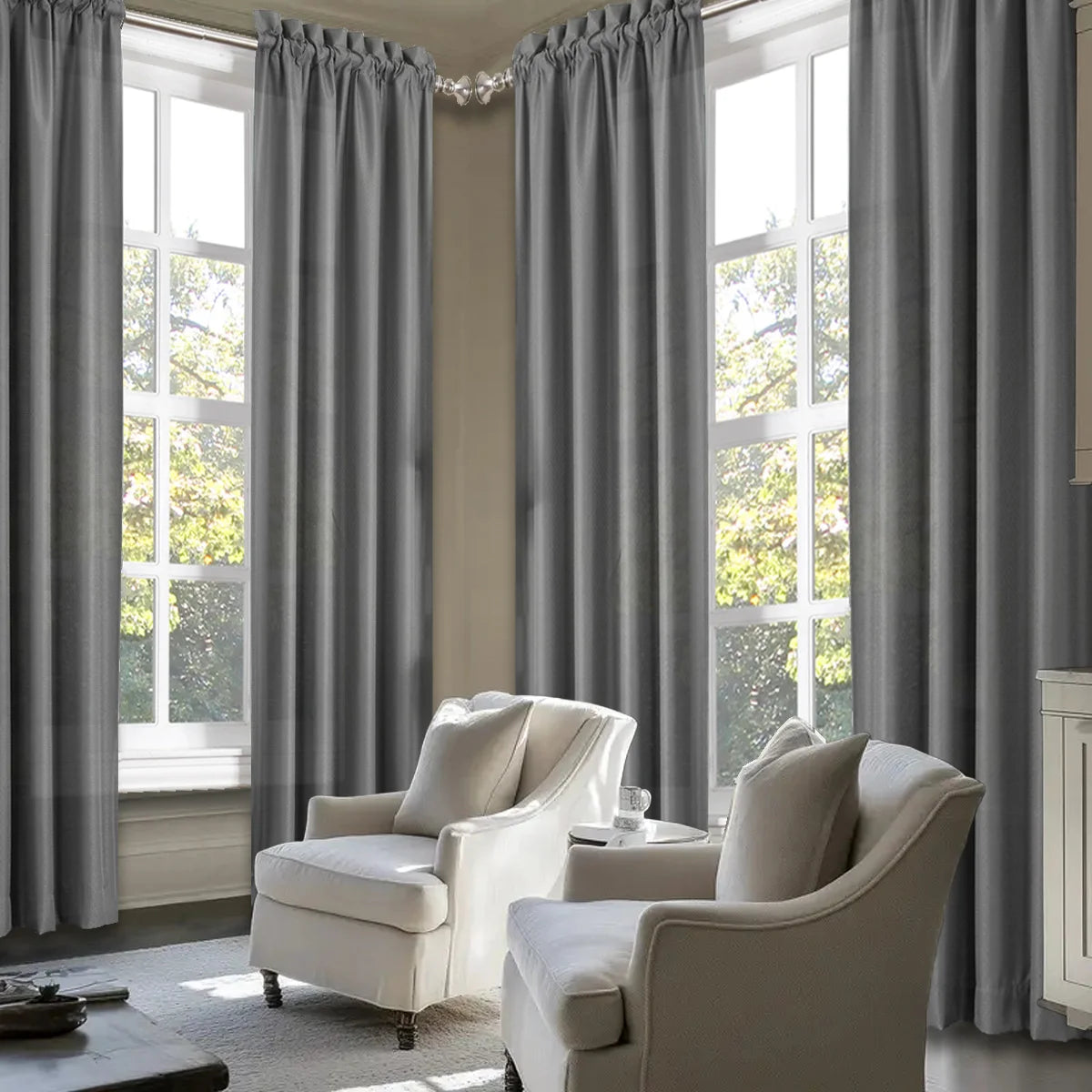 SABALANICA Light Filtering Curtains 4 Panels Rod Pocket Polyester