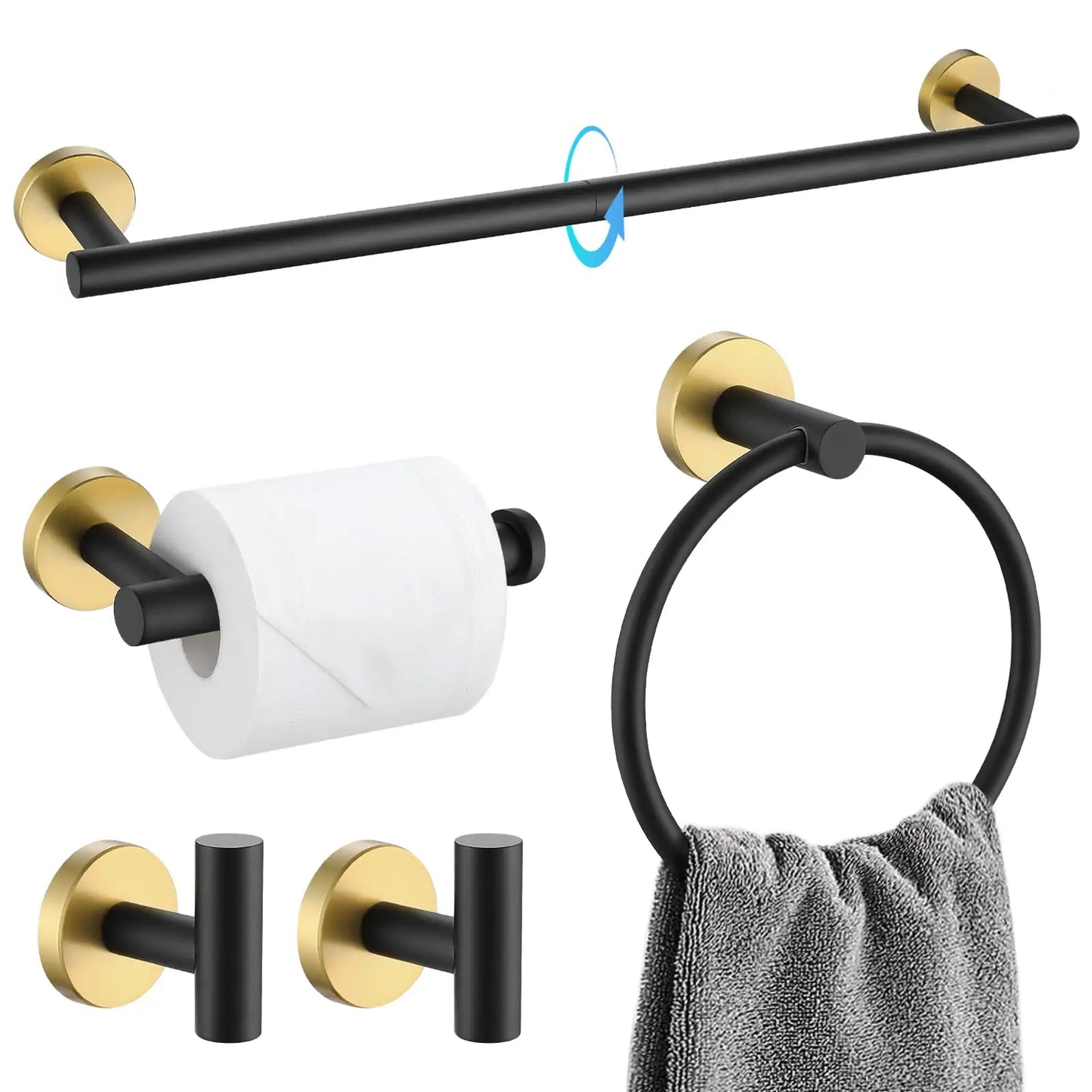 XIUWO 5 Piece Bathroom Accessories Set Stainless Steel Hardware