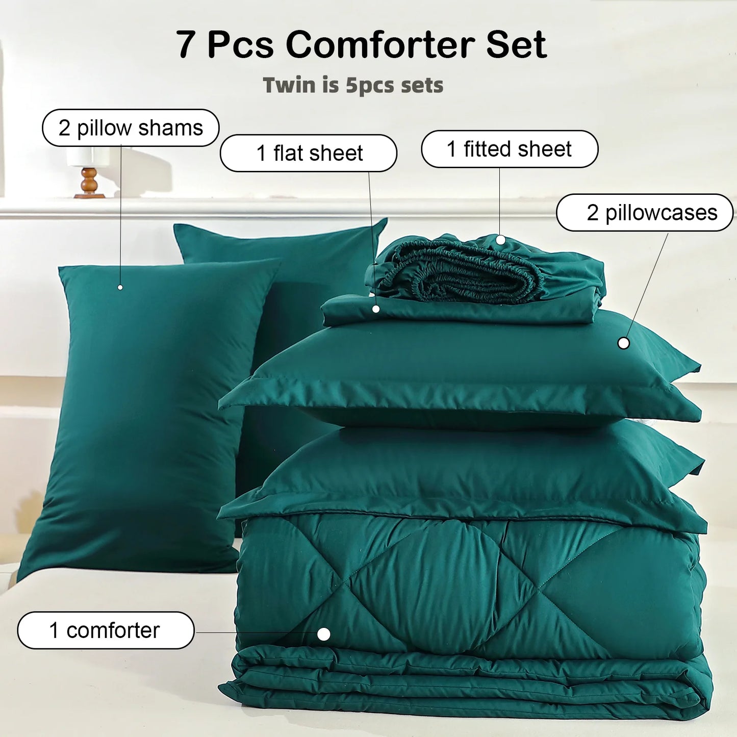 EasYum 100 Percent Polyester Quilted Bedding Set With Pillowcases