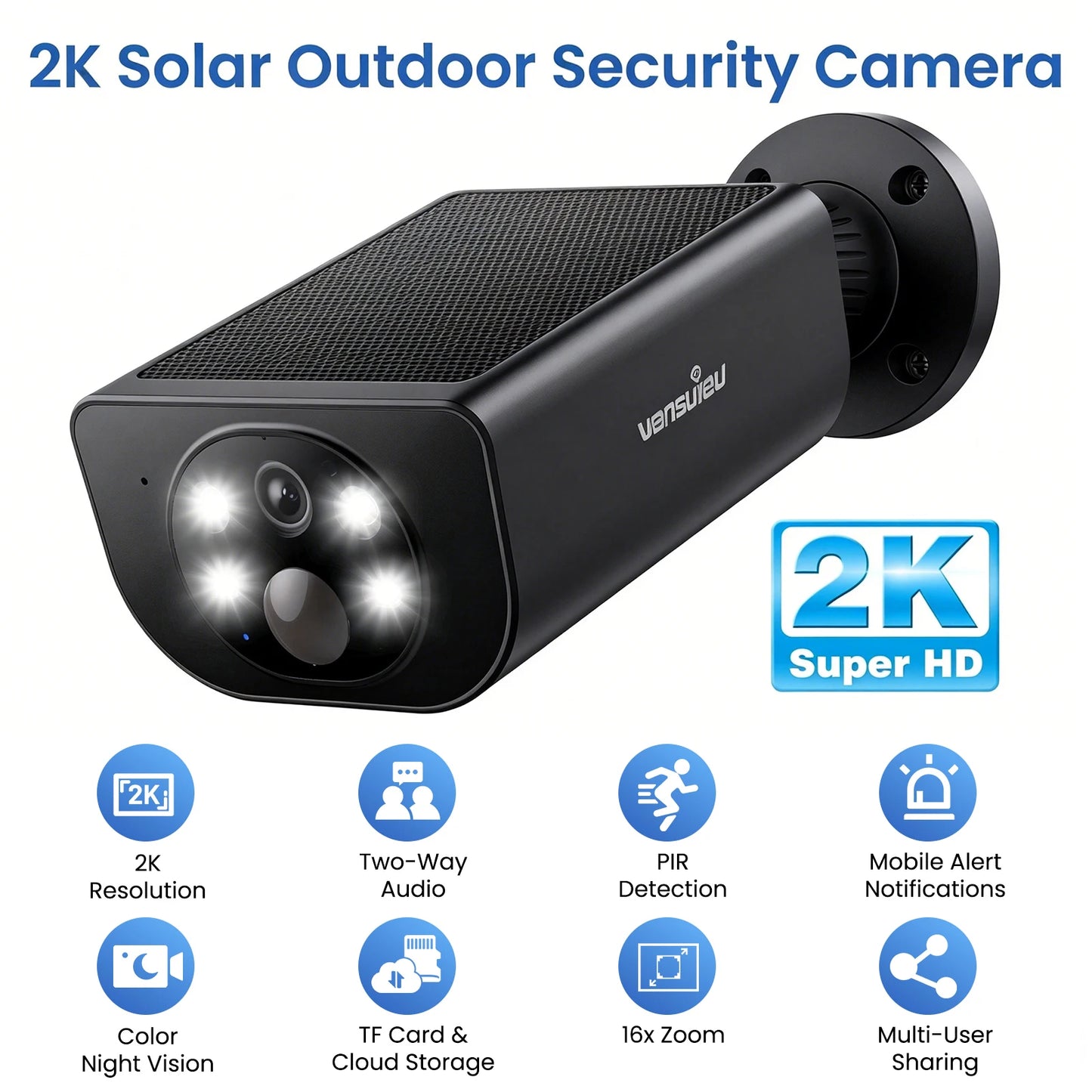 Wansview 2K Solar Wireless Outdoor Security Camera With Motion Detection