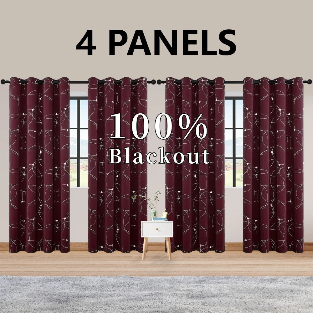 Blackout Curtains Grommet Thermal Insulated Room Darkening For Bedroom