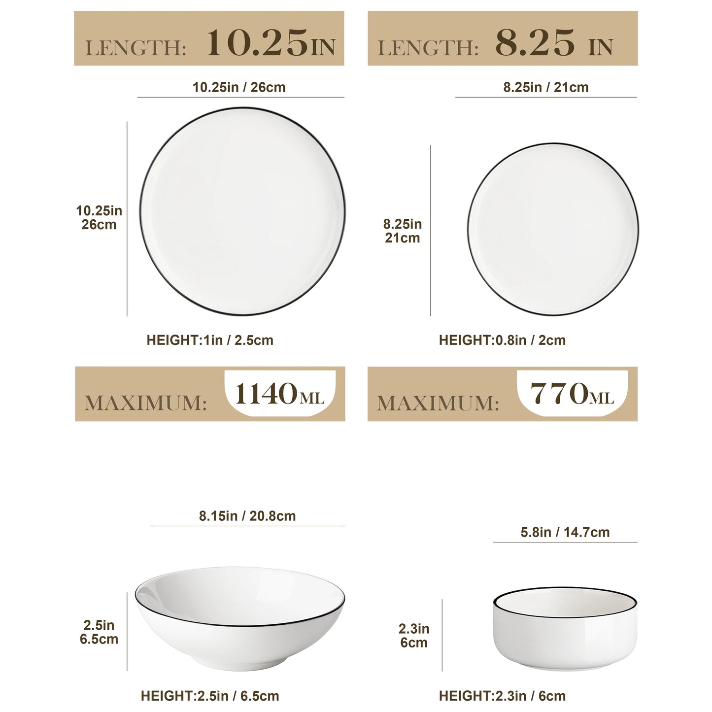 MALACASA Ceramic Dinnerware Set Porcelain Plates Bowls Service