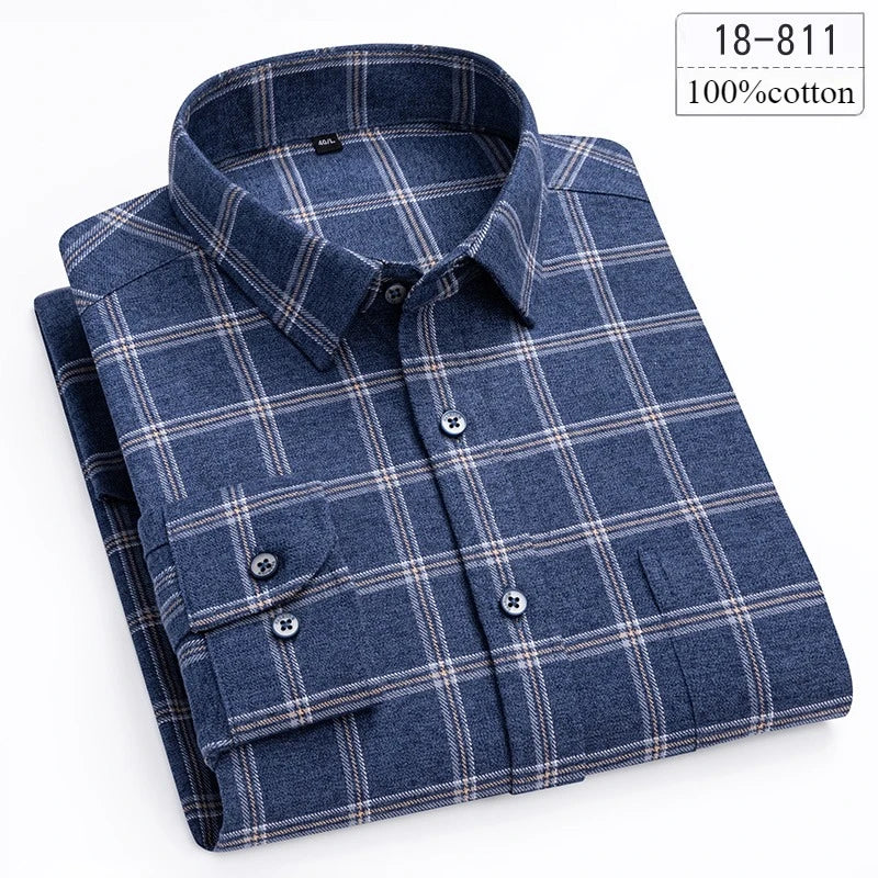 Qi Xiu Cai 100 Percent Cotton Houndstooth Mens Shirt