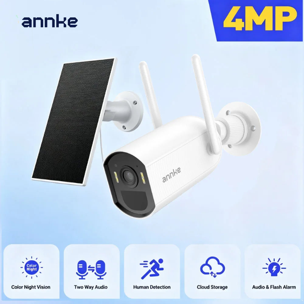 ANNKE 4MP Solar Wireless Security Camera with Two Way Audio