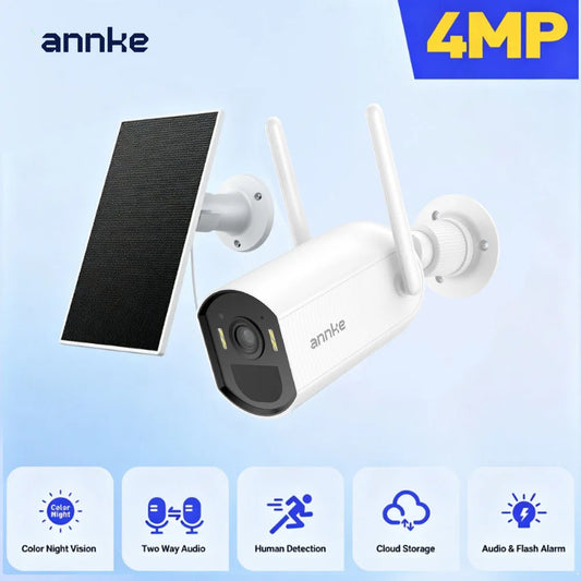 ANNKE 4MP Solar Wireless Security Camera with Two Way Audio