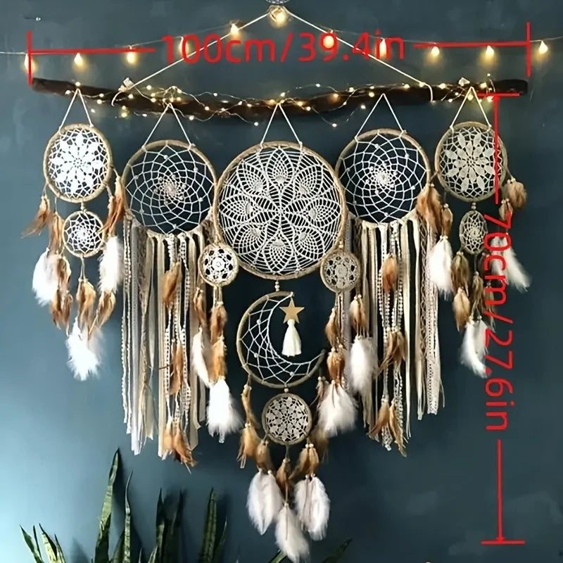 Bohemian Dream Catcher Five Piece Moon And Sun Wall Decor
