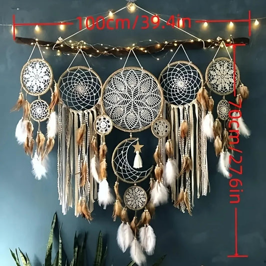 Bohemian Dream Catcher Five Piece Moon And Sun Wall Decor